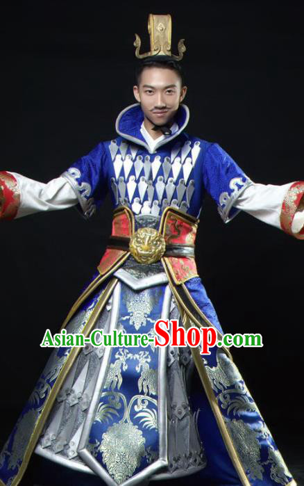 Chinese Traditional Dance Cao Cao Costume Folk Dance Stage Show Clothing for Men