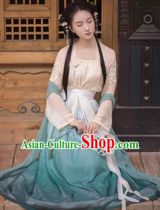 Chinese Song Dynasty Young Lady Hanfu Dress Traditional Ancient Maidservants Costumes for Women