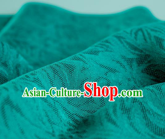Traditional Chinese Classical Rohdea Pattern Design Green Silk Fabric Ancient Hanfu Dress Silk Cloth