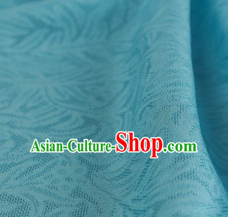 Traditional Chinese Classical Rohdea Pattern Design Light Blue Silk Fabric Ancient Hanfu Dress Silk Cloth