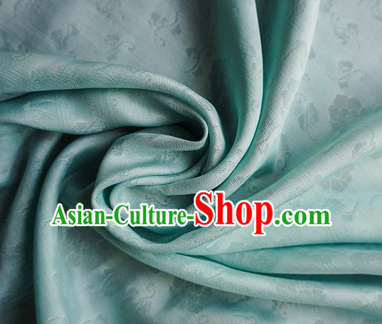Traditional Chinese Classical Flower Pattern Design Green Silk Fabric Ancient Hanfu Dress Silk Cloth