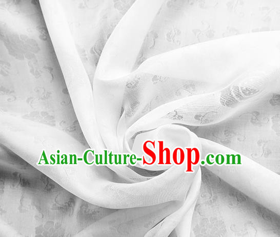 Traditional Chinese Classical Flower Pattern Design White Silk Fabric Ancient Hanfu Dress Silk Cloth