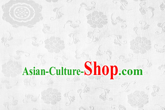 Traditional Chinese Classical Flower Pattern Design White Silk Fabric Ancient Hanfu Dress Silk Cloth