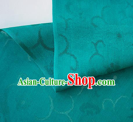 Traditional Chinese Classical Cherry Blossom Pattern Design Green Silk Fabric Ancient Hanfu Dress Silk Cloth