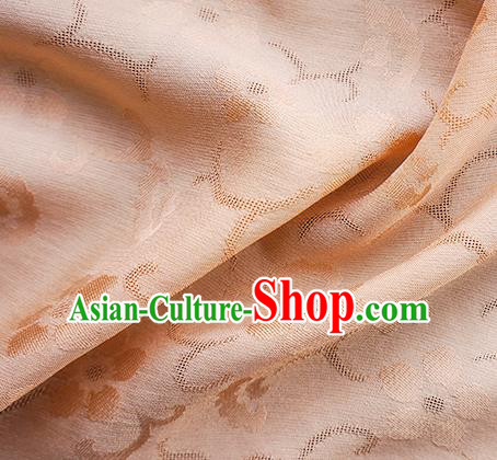 Traditional Chinese Classical Cherry Blossom Pattern Design Champagne Silk Fabric Ancient Hanfu Dress Silk Cloth