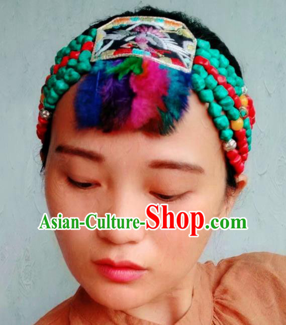 Chinese Traditional Zang Ethnic Embroidered Hair Clasp Hair Accessories Tibetan Nationality Headwear for Women