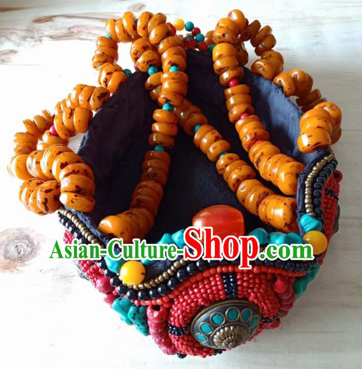 Chinese Traditional Zang Ethnic Hat Hair Accessories Tibetan Nationality Headwear for Women