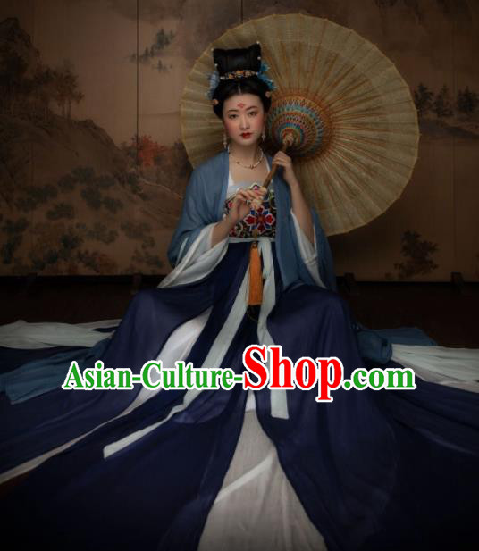 Chinese Ancient Imperial Concubine Embroidered Hanfu Dress Traditional Tang Dynasty Crown Princess Replica Costume for Women