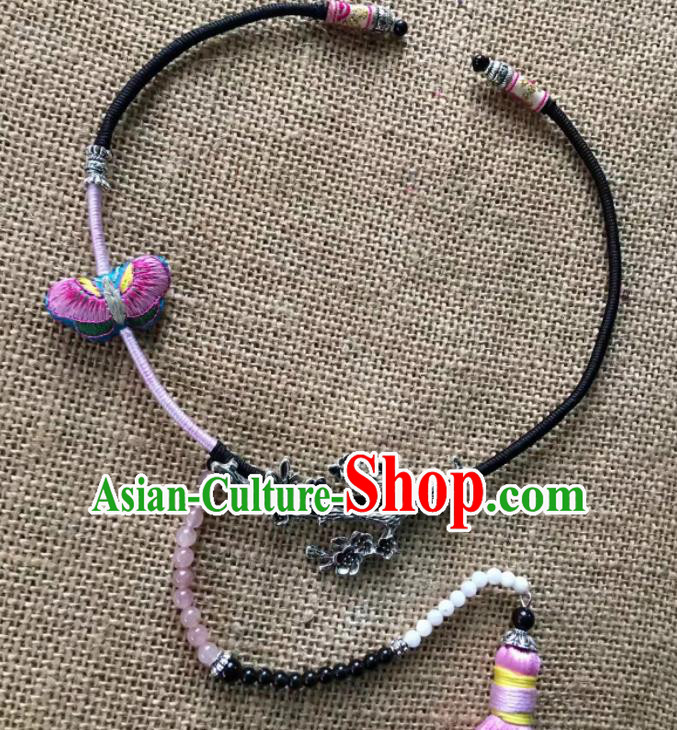 Chinese Traditional Ethnic Butterfly Necklet Accessories Nationality Tassel Necklace for Women