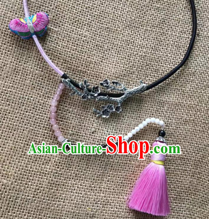 Chinese Traditional Ethnic Butterfly Necklet Accessories Nationality Tassel Necklace for Women
