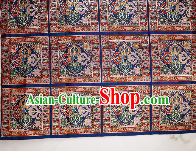 Asian Chinese Traditional Pattern Royalblue Brocade Buddhism Tibetan Robe Satin Fabric Chinese Silk Material