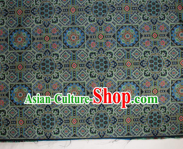Asian Chinese Traditional Pattern Navy Brocade Buddhism Tibetan Robe Satin Fabric Chinese Silk Material