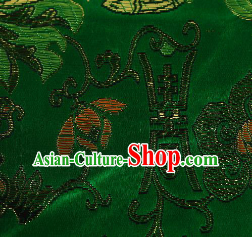 Asian Chinese Traditional Chrysanthemum Pattern Green Brocade Tibetan Robe Satin Fabric Silk Material