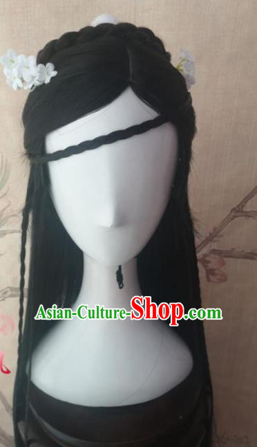 Chinese Traditional Cosplay Dragon Buster Zhao Min Wigs Ancient Princess Wig Sheath Hair Accessories for Women
