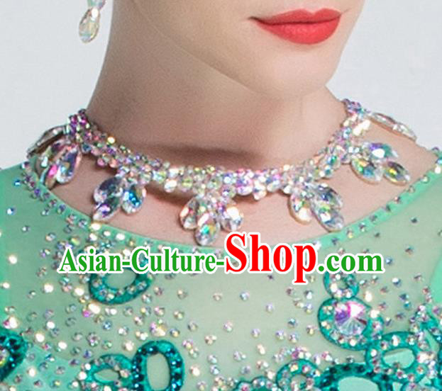 Top Grade Latin Dance Competition Crystal Necklet Accessories International Ballroom Dance Necklace for Women