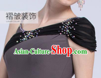 Professional Modern Dance Waltz Competition Grey Dress International Ballroom Dance Costume for Women