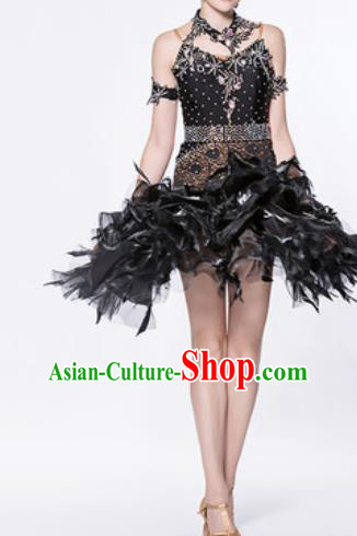  Latin Dance Competition Dress Ballroom Performance Costume Cha  Cha Dancing Dresses Dance Outfit for Samba Fish Bone,Black,S : Clothing,  Shoes & Jewelry