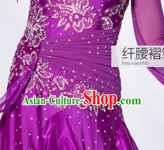 Professional Waltz Dance Purple Dress Modern Dance Ballroom Dance International Dance Costume for Women