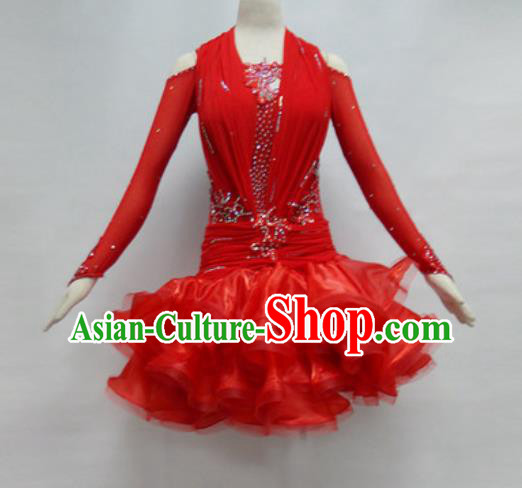 Professional Latin Dance Cha Cha Dance Red Dress Modern Dance International Dance Competition Costume for Women