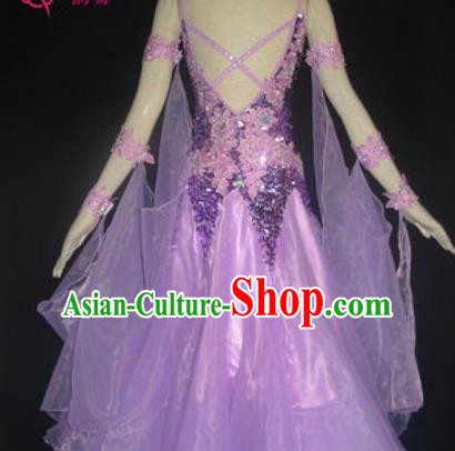 Professional Waltz Dance Lilac Dress Modern Dance Ballroom Dance International Dance Costume for Women