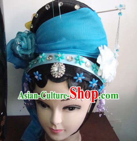 Chinese Beijing Opera Civilian Headgear Traditional Peking Opera Wig Sheath and Hair Accessories for Women