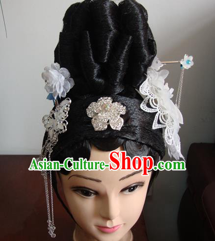 Chinese Beijing Opera Actress Headgear Traditional Peking Opera Wig Sheath and Hair Accessories for Women