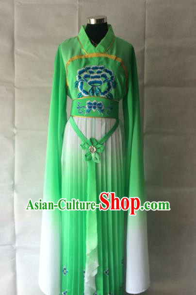 Chinese Beijing Opera Maidservant Green Dress Traditional Peking Opera Young Lady Costume for Women