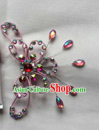 Chinese Beijing Opera Diva Crystal Hair Claw Hairpins Traditional Peking Opera Hair Accessories for Women