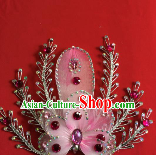 Chinese Beijing Opera Actress Pink Flower Hairpins Traditional Peking Opera Princess Hair Accessories for Women