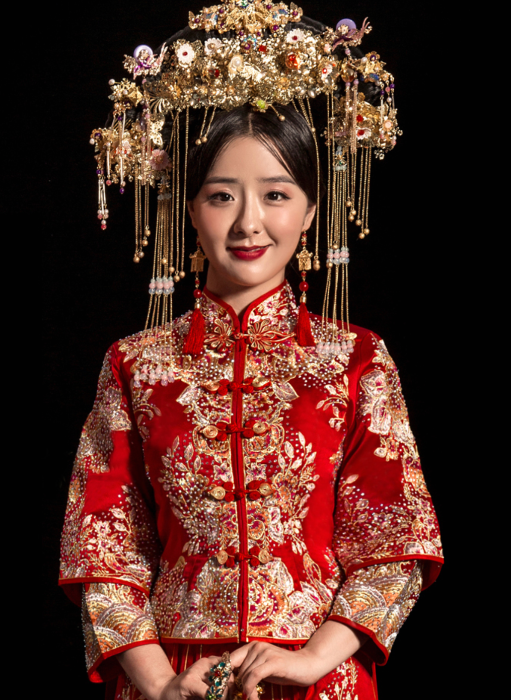 Top Chinese Most Romantic Red Princess Wedding Dress Beautiful Garment