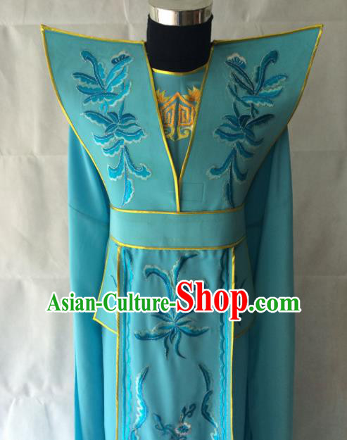 Chinese Beijing Opera Takefu Blue Clothing Traditional Peking Opera Prince Costume for Men
