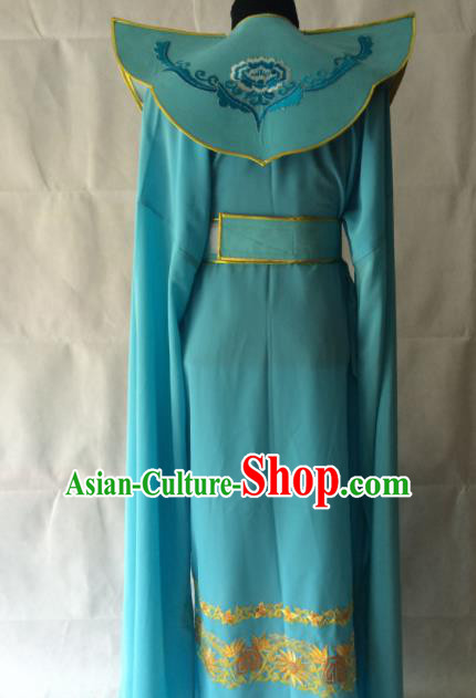 Chinese Beijing Opera Takefu Blue Clothing Traditional Peking Opera Prince Costume for Men