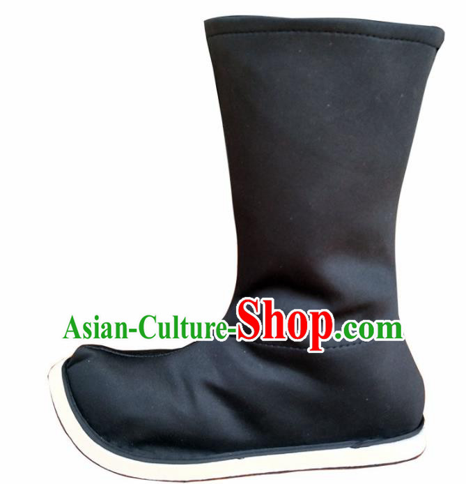 Chinese Ancient Swordsman Black Boots Traditional Ming Dynasty Imperial Guards Shoes for Men