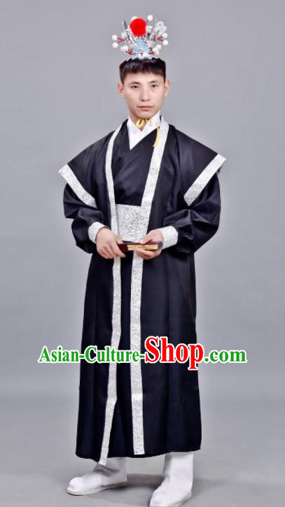 Chinese Ancient Drama Swordsman Black Clothing Traditional Song Dynasty Scholar Costume for Men