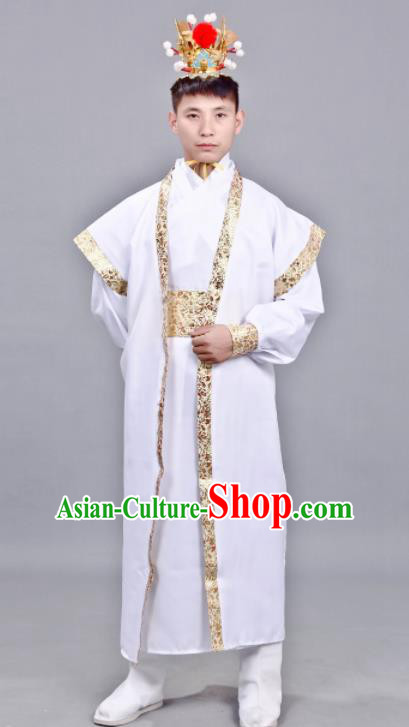 Chinese Ancient Drama Swordsman White Clothing Traditional Song Dynasty Scholar Costume for Men