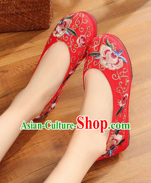 Traditional Chinese Handmade Embroidered Red Shoes Hanfu Shoes National Cloth Shoes for Women