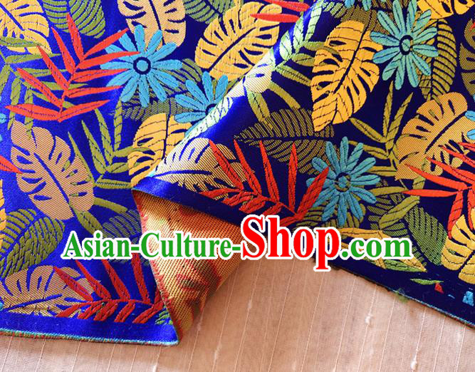 Asian Chinese Traditional Tree Leaf Pattern Design Royalblue Brocade Cheongsam Fabric Silk Material