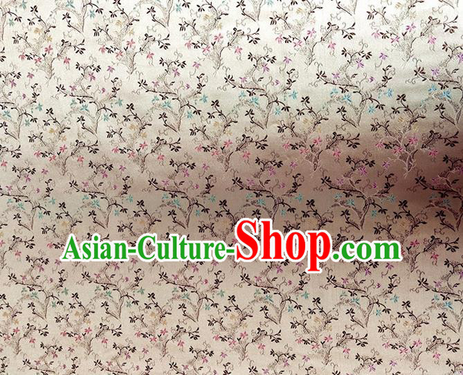Asian Chinese Traditional Tuberose Pattern Design Beige Brocade Cheongsam Fabric Silk Material