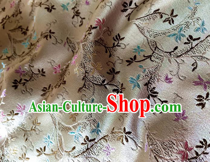 Asian Chinese Traditional Tuberose Pattern Design Beige Brocade Cheongsam Fabric Silk Material