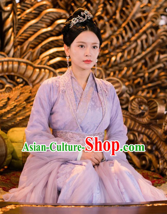 Ancient Chinese Drama Ever Night Traditional Tang Dynasty Imperial Empress Xia Tian Purple Costumes for Women