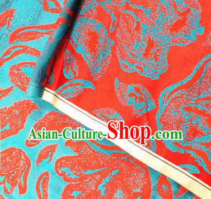 Asian Chinese Traditional Rose Petals Pattern Design Red Brocade Cheongsam Fabric Silk Material