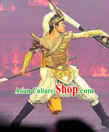Chinese The Romantic Show of Jiuzhai General Body Armor Stage Performance Dance Costume for Men