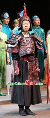 Chinese Shapotou Celebration Han Dynasty General Body Armor Stage Performance Dance Costume for Men