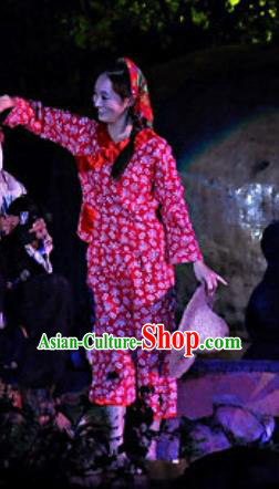 Chinese Shaolin Zen Music Ritual Folk Dance Fan Dance Rosy Dress Stage Performance Costume for Women