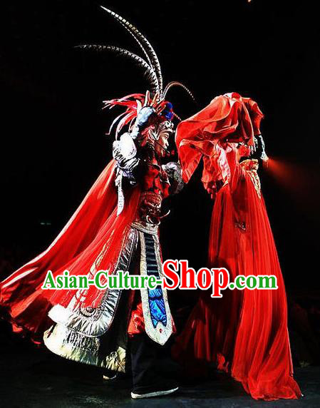 Chinese Picturesque Huizhou Opera Ancient General Armor Clothing Stage Performance Dance Costume for Men