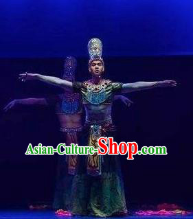 Chinese The Ancient Dunhuang Music Theatre Bodhisattva Clothing Stage Performance Dance Costume for Men
