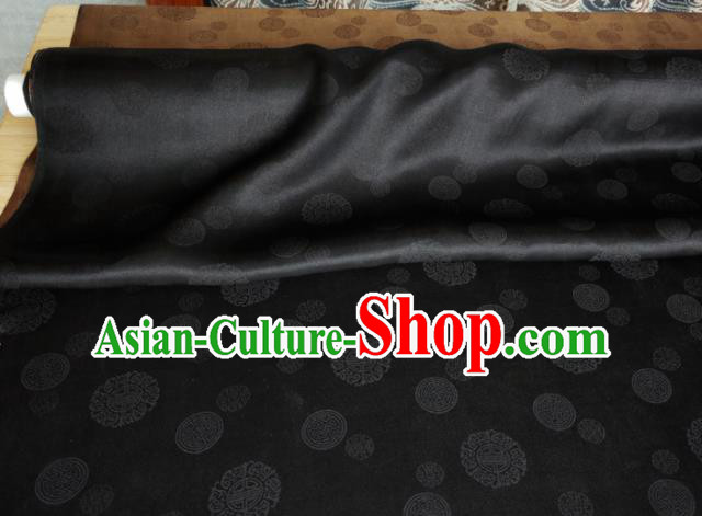 Traditional Chinese Classical Pattern Black Gambiered Guangdong Gauze Silk Fabric Ancient Hanfu Dress Silk Cloth