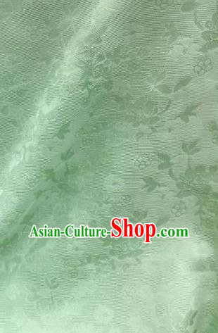 Traditional Chinese Classical Plum Blossom Pattern Green Silk Fabric Ancient Hanfu Dress Brocade Cloth