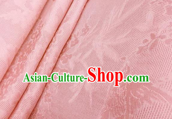 Traditional Chinese Classical Plum Blossom Pattern Pink Silk Fabric Ancient Hanfu Dress Brocade Cloth