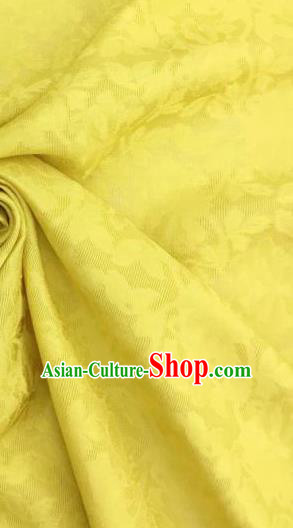 Traditional Chinese Classical Plum Blossom Pattern Yellow Silk Fabric Ancient Hanfu Dress Brocade Cloth